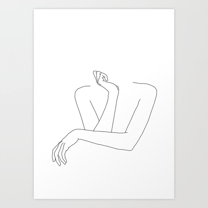 Minimal line drawing of woman's folded arms - Anna Art Print