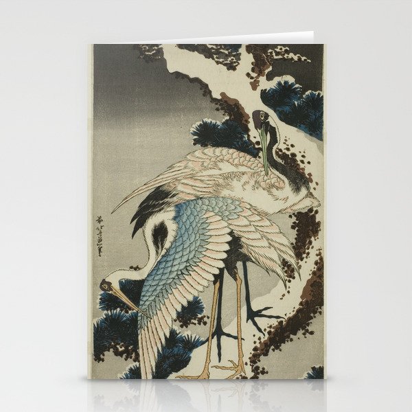 Cranes on Snow Covered Pine Katsushika Hokusai 葛飾 北斎 Stationery Cards