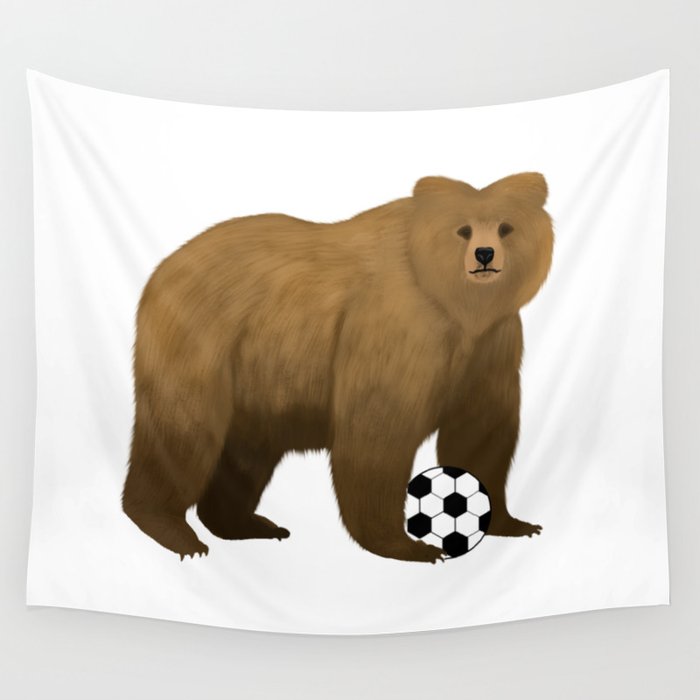 Bear Soccer Wall Tapestry