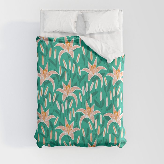 Lily Flower Garden Duvet Cover