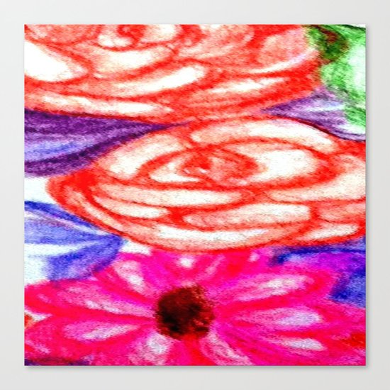 Roses and Daisies Canvas Print
