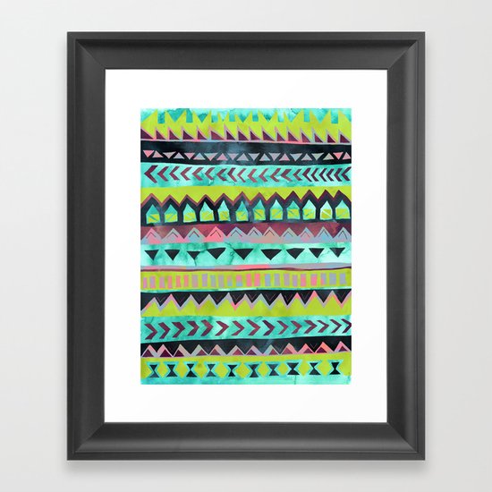 PATTERN {Tribal Stripe - Green} Framed Art Print