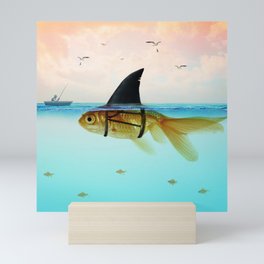 goldfish with a shark fin Mini Art Print