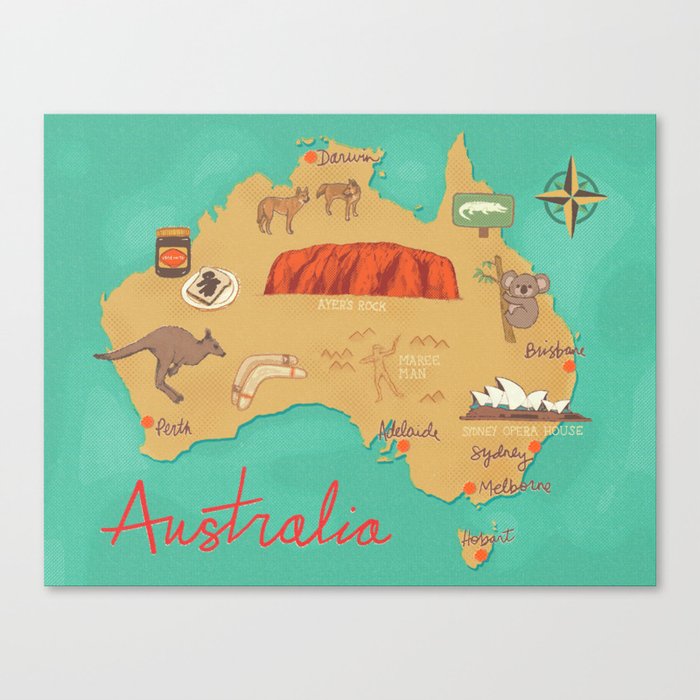 Australia Map Canvas Print