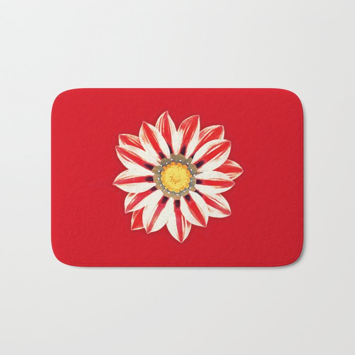 African Daisy / Gazania - Red and White Striped Bath Mat