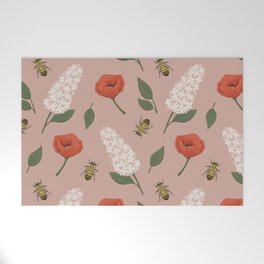 Florals and Bees Welcome Mat