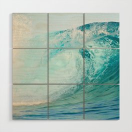 Pacific big surfing wave breaking Wood Wall Art