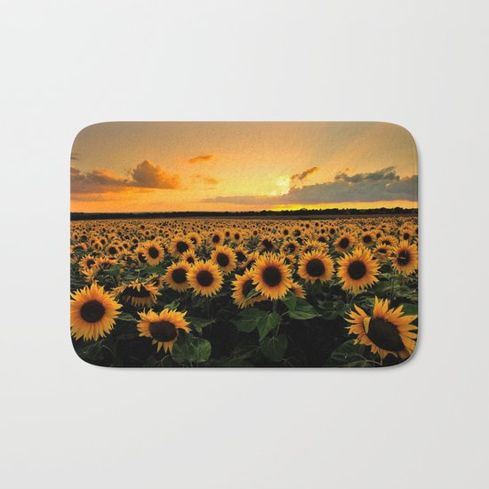 Sunflower field Bath Mat