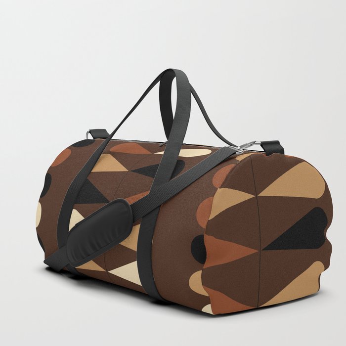 Brown mid century atomic 1950s leaf pattern Duffle Bag