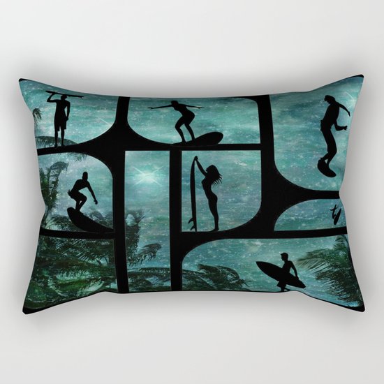 Starry Surfers Rectangular Pillow