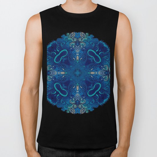 Blue Cobalt Indian Mandala Biker Tank