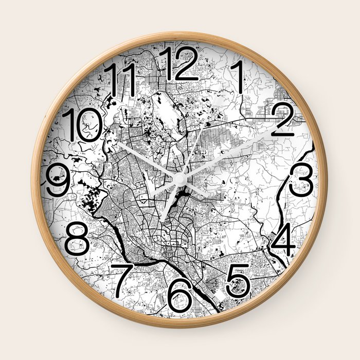 Dhaka City Map of Bangladesh Full Moon Wall Clock by deMAP Studio