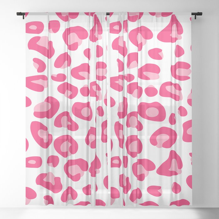 Pink Leopard Print Sheer Curtain