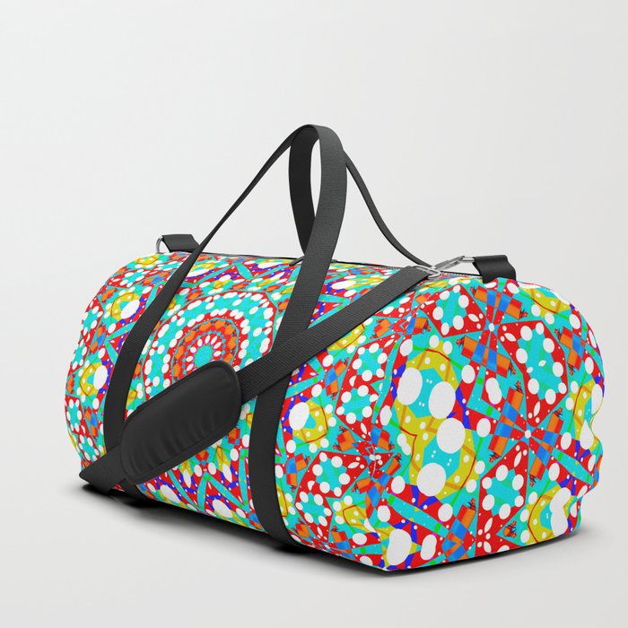 Abstract kaleidoscope pattern background, colorful reflective mirroring background as graphic design element Duffle Bag