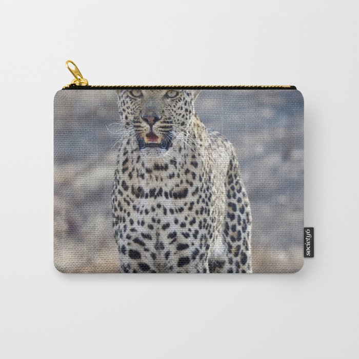 South Africa Photography - White Leopard In The Winter Weather Carry-All Pouch