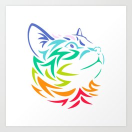 Cat head color art Art Print