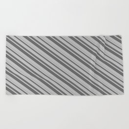 [ Thumbnail: Grey and Dim Grey Colored Pattern of Stripes Beach Towel ]