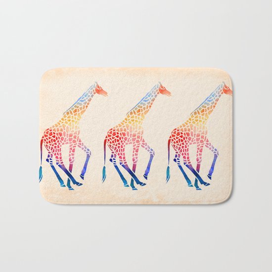 Watercolor Giraffe Bath Mat