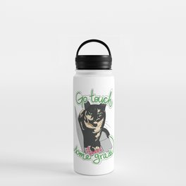 'Go touch some grass' cat Water Bottle