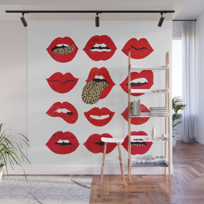 Leopard Lips of Love Wall Mural