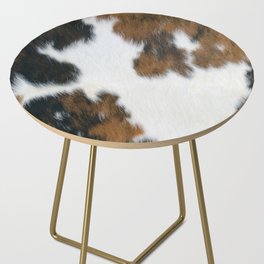Hygge Rust Cowhide in Tan + White  Side Table