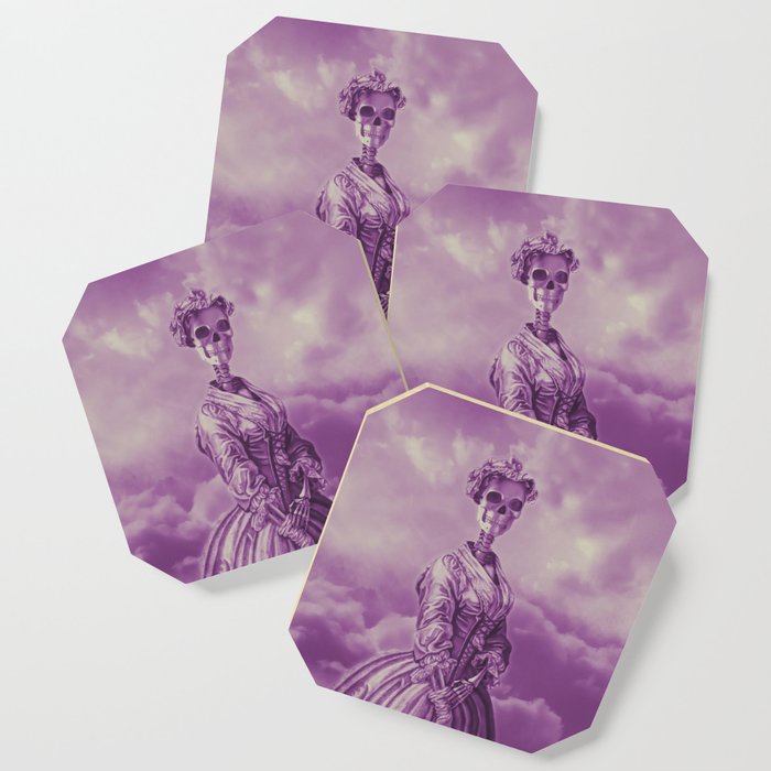 Lady Bonehead VINTAGE PURPLE / Skeleton portrait Coaster