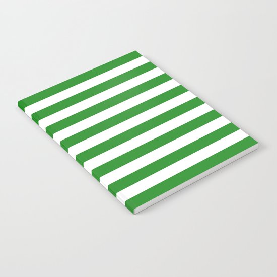 Horizontal Stripes (Forest Green/White) Notebook