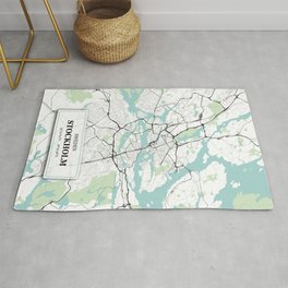 Stockholm Sweden City Map with GPS Coordinates Rug