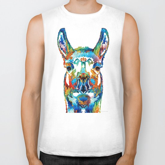 Colorful Llama Art - The Prince - By Sharon Cummings Biker Tank