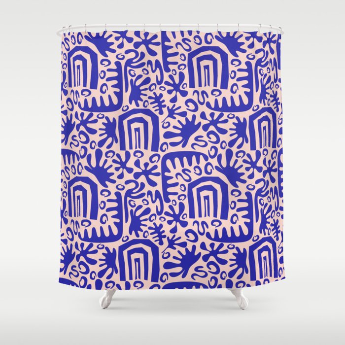 Seamless pattern abstract blue shape Shower Curtain