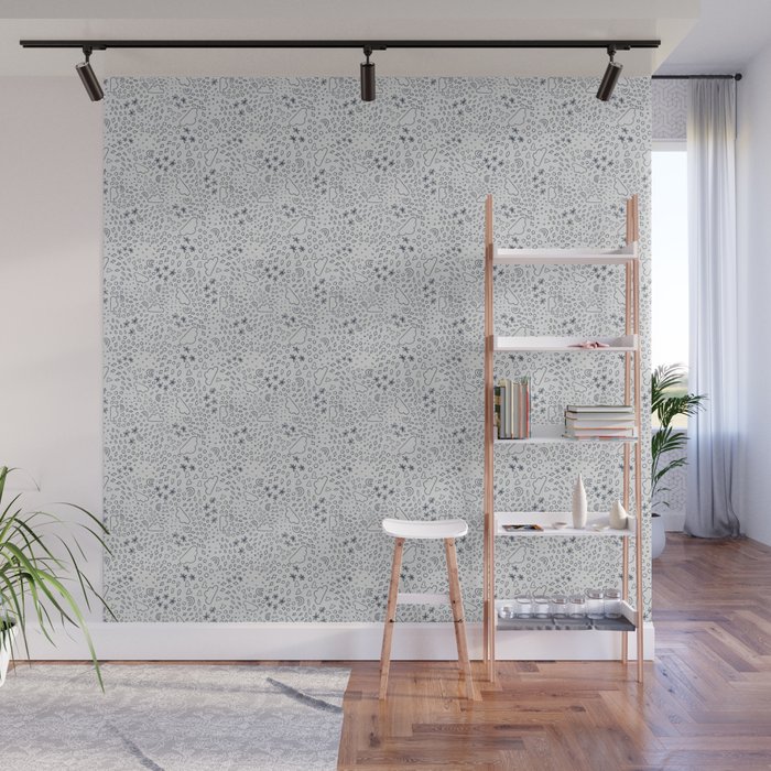 Ditsy Doodles Graphite Wall Mural