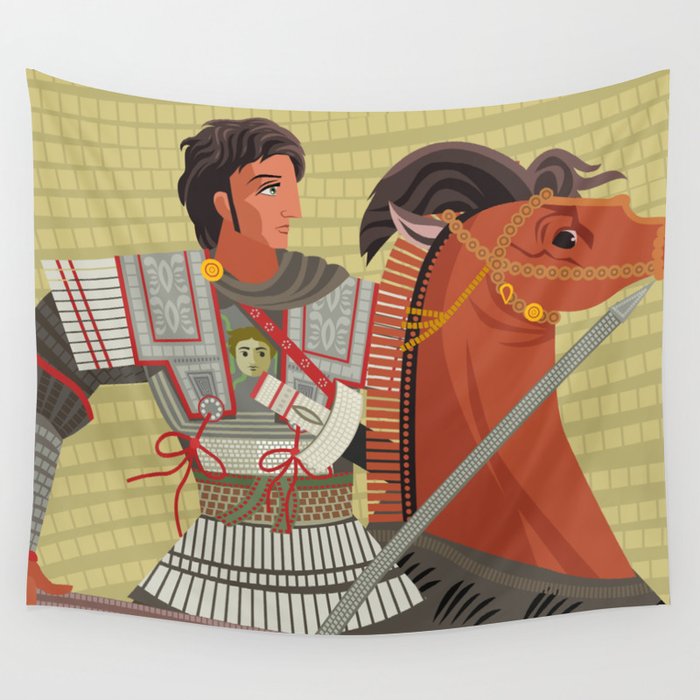 alexander the great mosaic riding a horse Wall Tapestry by delcarmat |  Society6