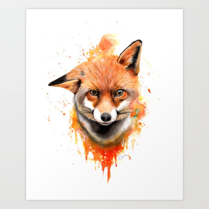 Fox Watercolour Painting Art Print By Kieran13 Society6