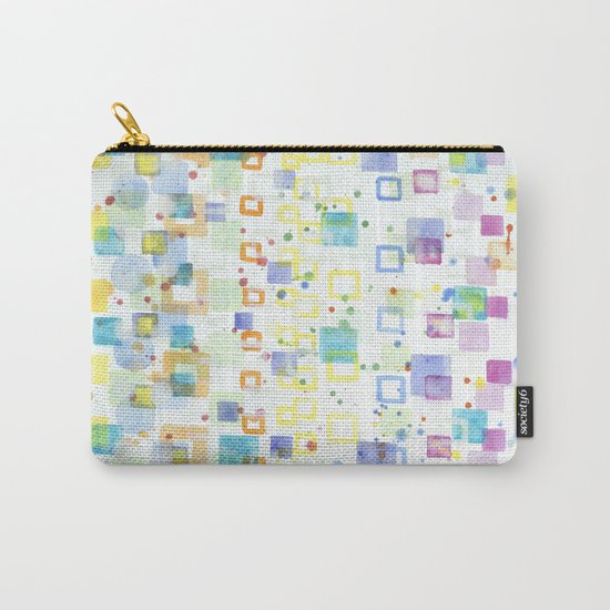 Light Squares with Drops Pattern Carry-All Pouch