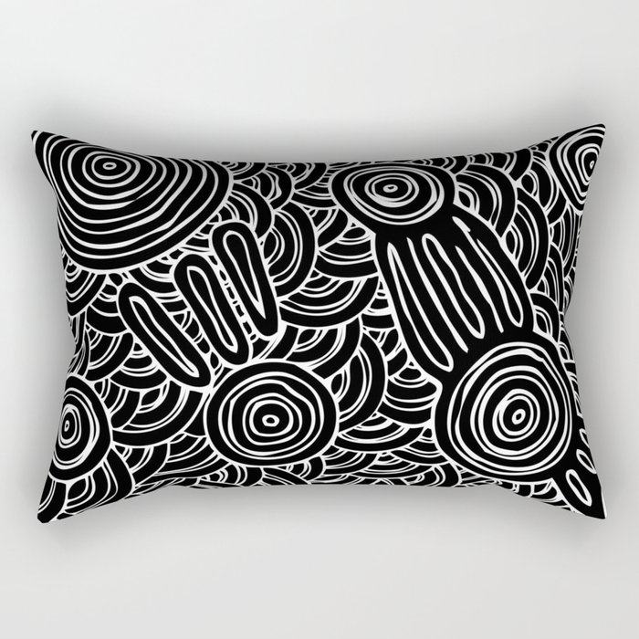 Aboriginal Art Authentic - Meeting Places Rectangular Pillow