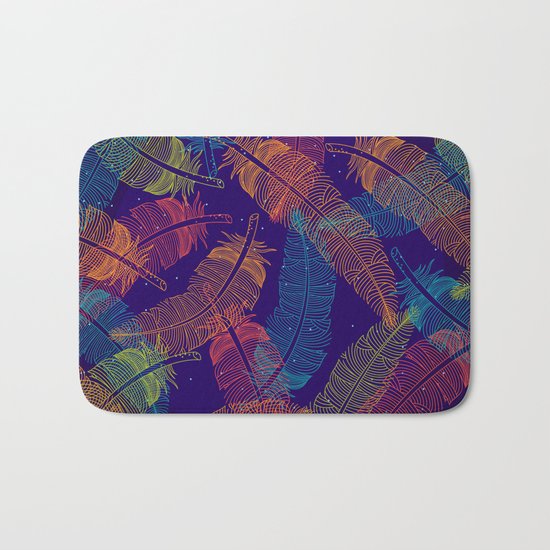 Neon Feathers Bath Mat