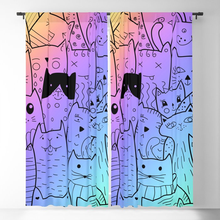 Colorful Cats Blackout Curtain