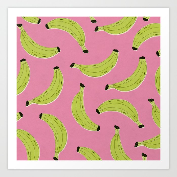 Bananas (Pink & Green) Art Print