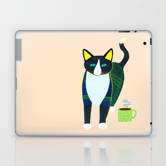 Graham the Cat with His Morning Coffee Laptop & iPad Skin