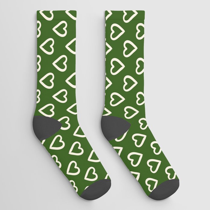  Green and white hearts for Valentines day Socks