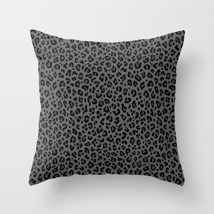 LEOPARD PRINT in Black & Gray / Collection : Leopard Spots – Punk Rock Animal Prints | Throw Pillow