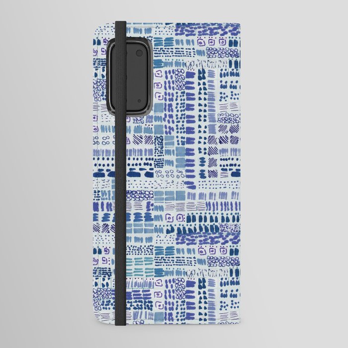 blue lavender ink marks hand-drawn collection Android Wallet Case