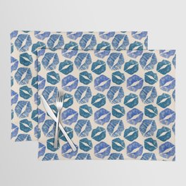 Pattern Lips in Blue Lipstick Placemat