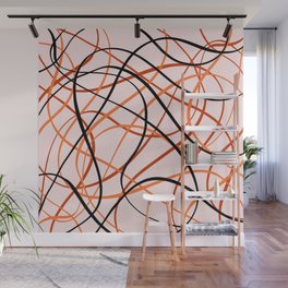 Brush Strokes - Peach, Orange & Black Wall Mural