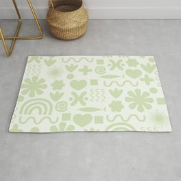 Natural Miscellany Pattern in Pale Pastel Sage Green  Area & Throw Rug