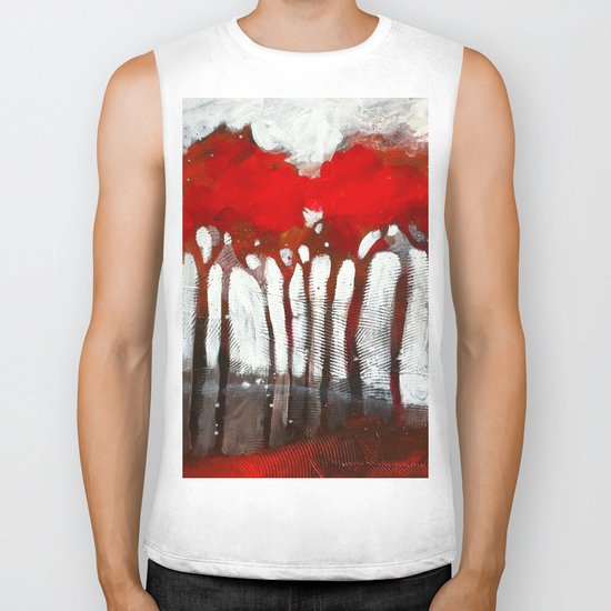 Red trees Biker Tank