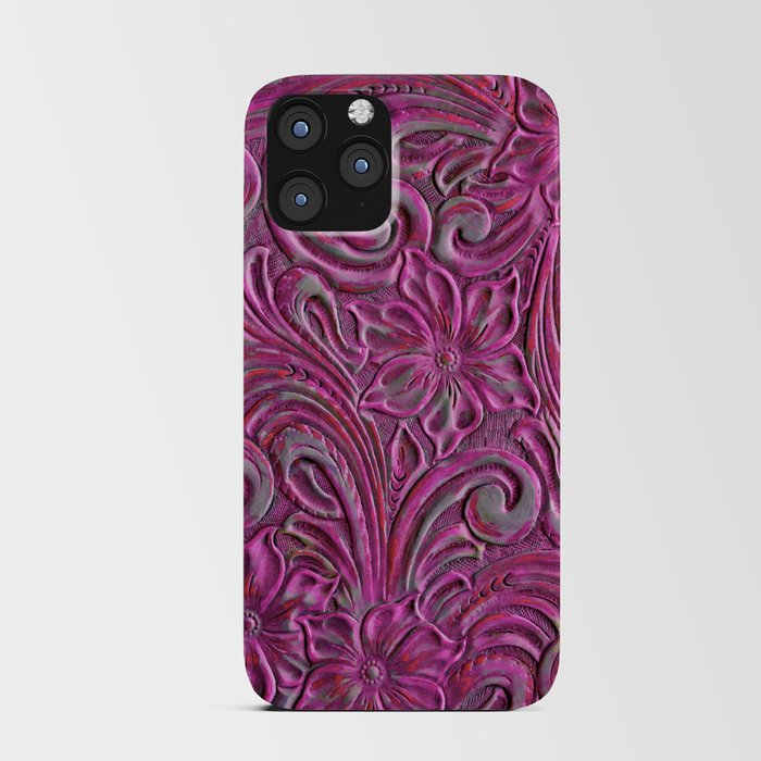 Pink tooled leather design iPhone Card Case
