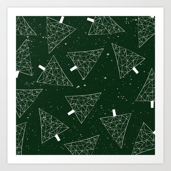 Christmas Trees Green Art Print