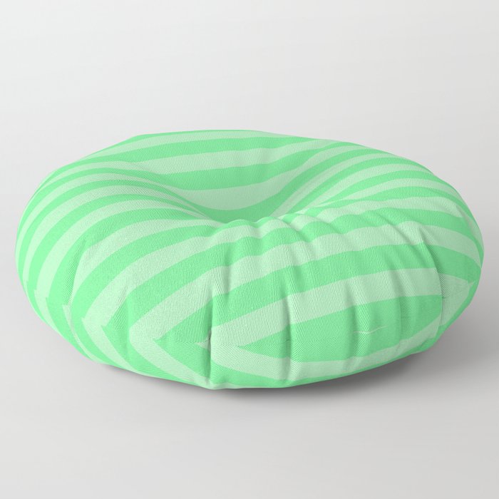 Algae Green Horizontal Summer Cabana Beach Picnic Stripes Floor Pillow