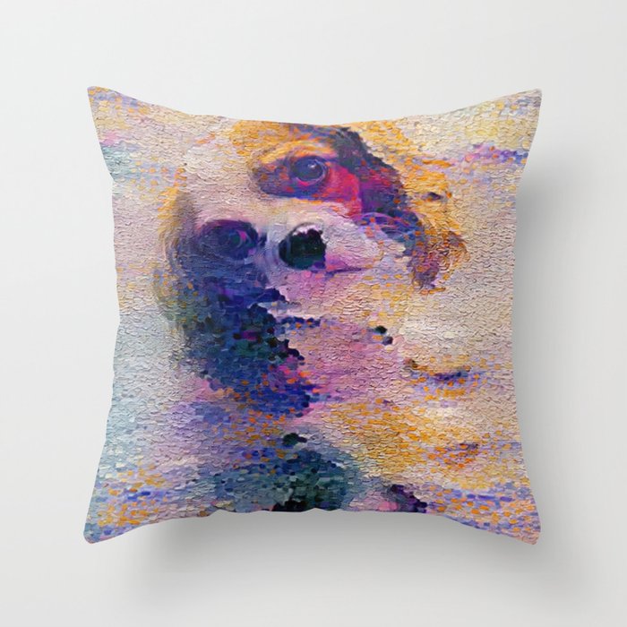 Cute puppy painting (pet, dog, pretty and hiking) Throw Pillow